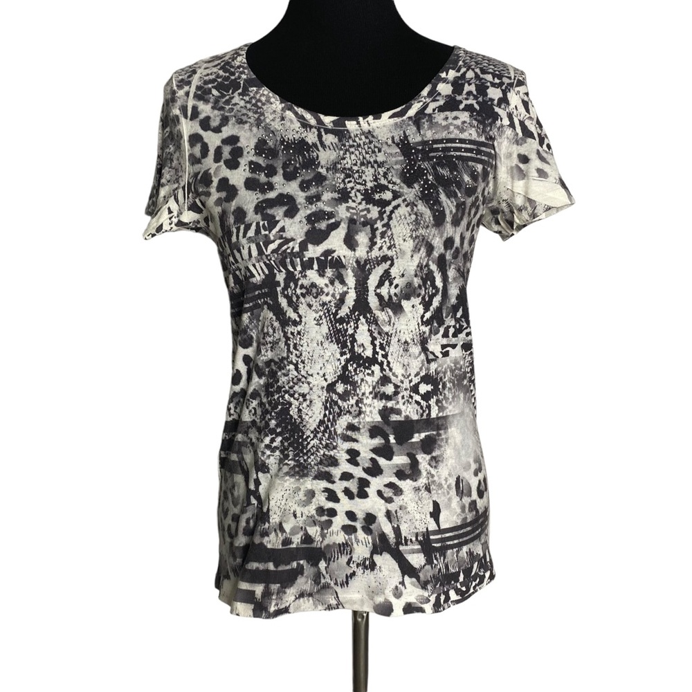 Style & Co Top Medium Black & White Leopard Snake Print